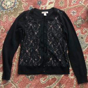 Banana Republic black and lace cardigan Med